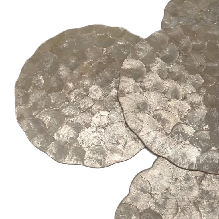 Set of 6 Handcrafted Capiz Scalloped Placemats, 1970s For Sale at 1stDibs