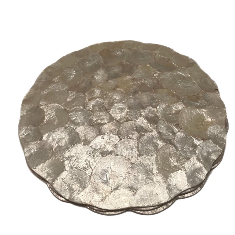 Set of 6 Handcrafted Capiz Scalloped Placemats, 1970s For Sale at 1stDibs