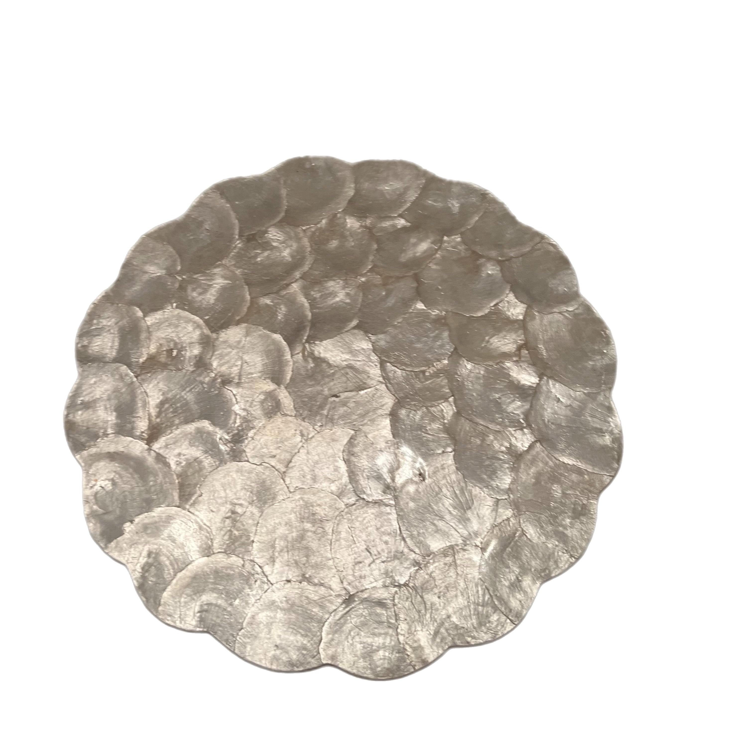 Set of 6 Handcrafted Capiz Scalloped Placemats, 1970s 2