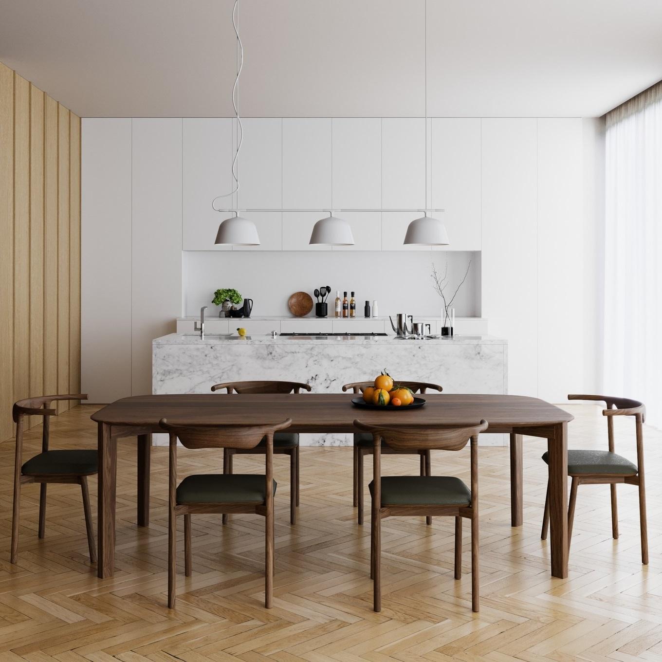 Set di 6 sedie da pranzo in legno di noce lavorate a mano in stile moderno scandinavo in vendita 6
