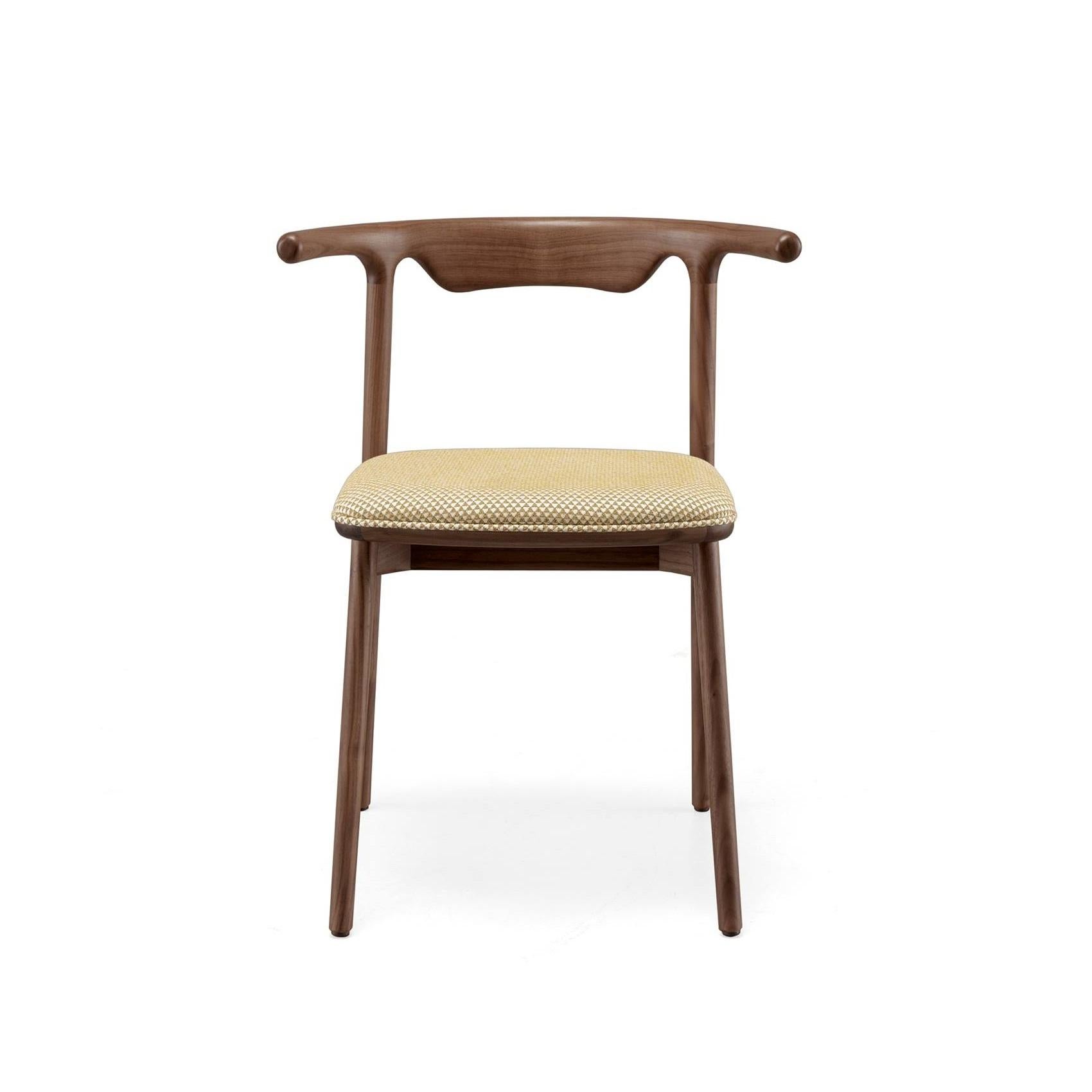 Tessuto Set di 6 sedie da pranzo in legno di noce lavorate a mano in stile moderno scandinavo in vendita