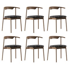 Set of 6 Handcrafted Walnut Dining Chairs in Scandinavian Modern Style