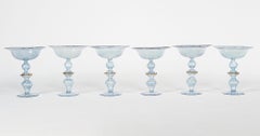 Ensemble de 6 coupes à champagne en verre de Murano faites à la main