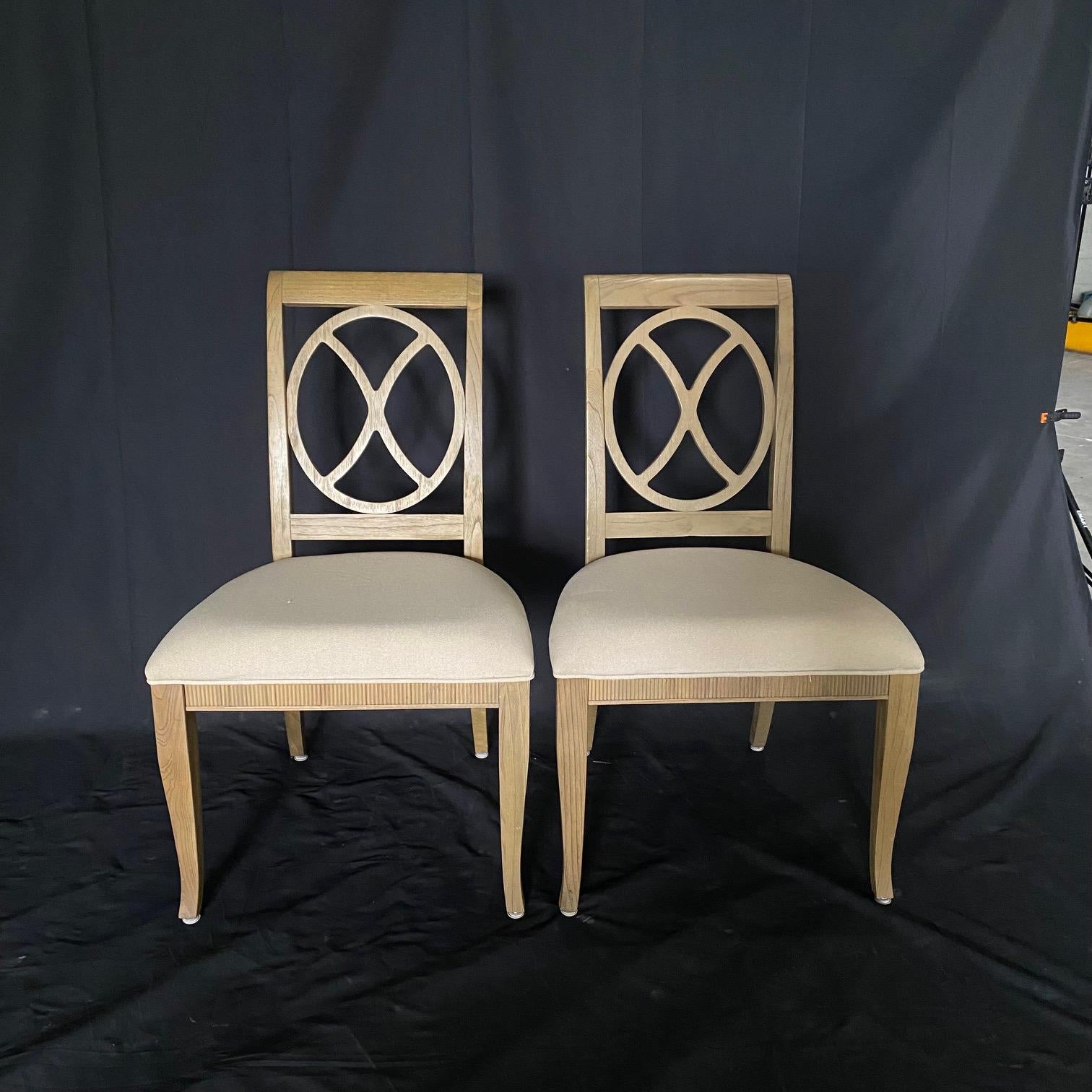 American Set of 6 Handsome Khaki Ring Back Hekman Dining Chairs For Sale