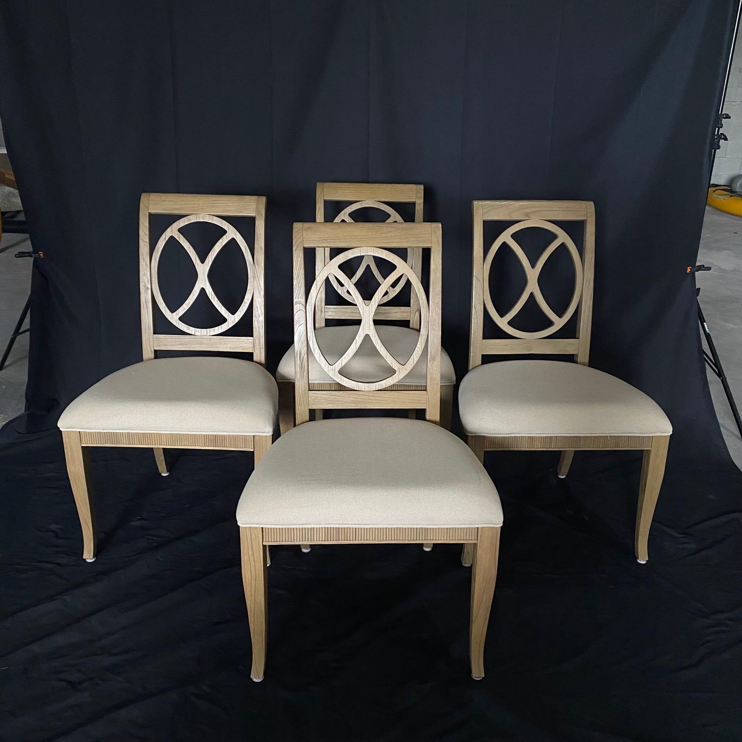 Set of 6 Handsome Khaki Ring Back Hekman Dining Chairs In Good Condition For Sale In Hopewell, NJ