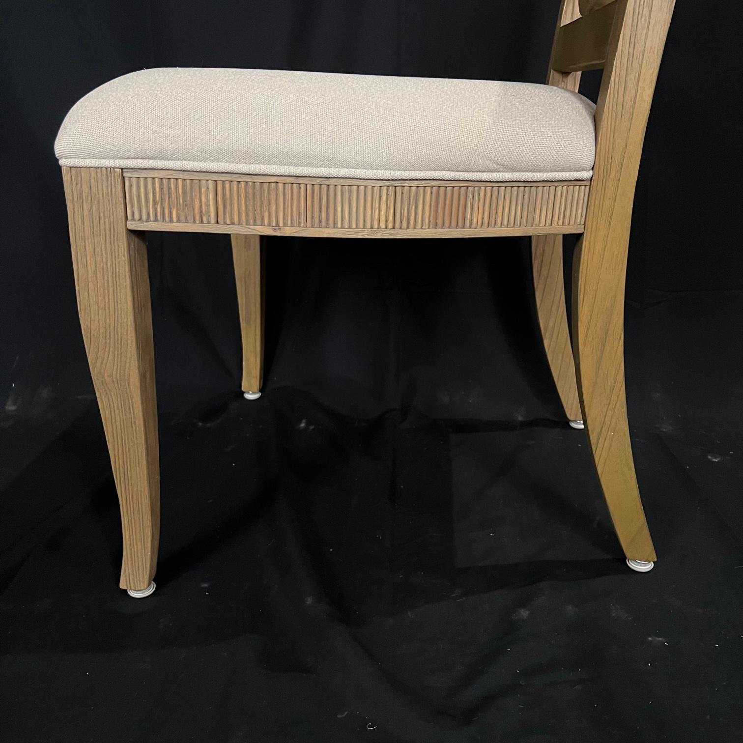 Tissu d'ameublement Ensemble de 6 superbes chaises de salle à manger Khaki à dossier annulaire Hekman en vente