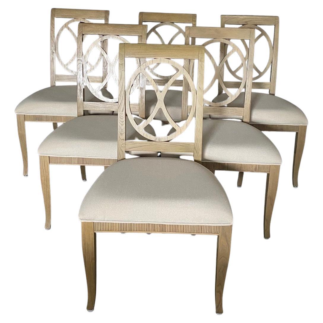 Set of 6 Handsome Khaki Ring Back Hekman Dining Chairs For Sale