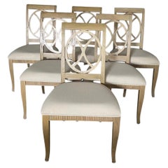 Used Set of 6 Handsome Khaki Ring Back Hekman Dining Chairs