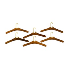 Set of 6 Hangers Made of Brass and Walnut Wood from the Vereinigten Werkstätten