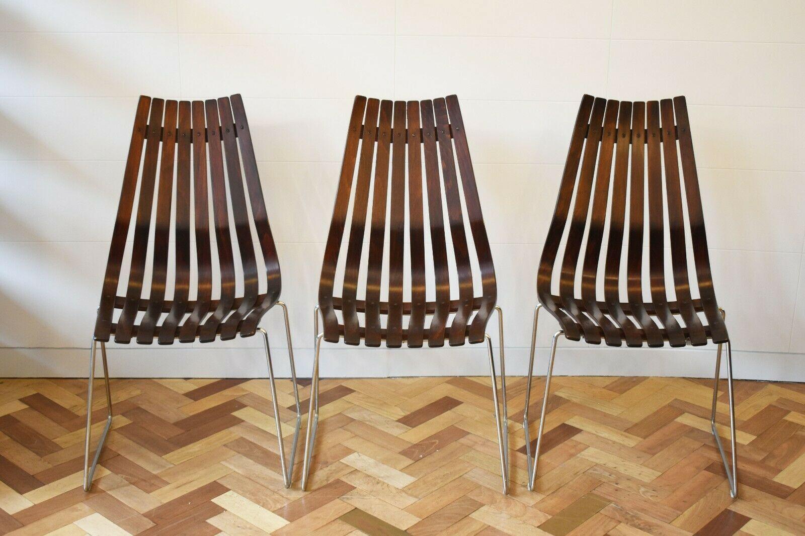 Mid-Century Modern Set of 6 Hans Brattrud Scandia Dining Chairs