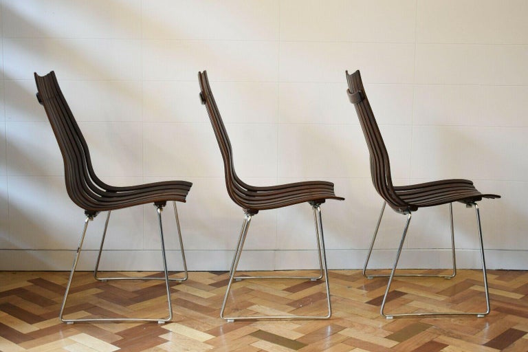 Scandinavian Set of 6 Hans Brattrud Scandia Dining Chairs For Sale