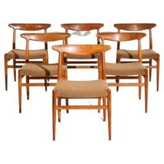 Set of 6 Hans Wegner 'W2' Dining Chairs Oak