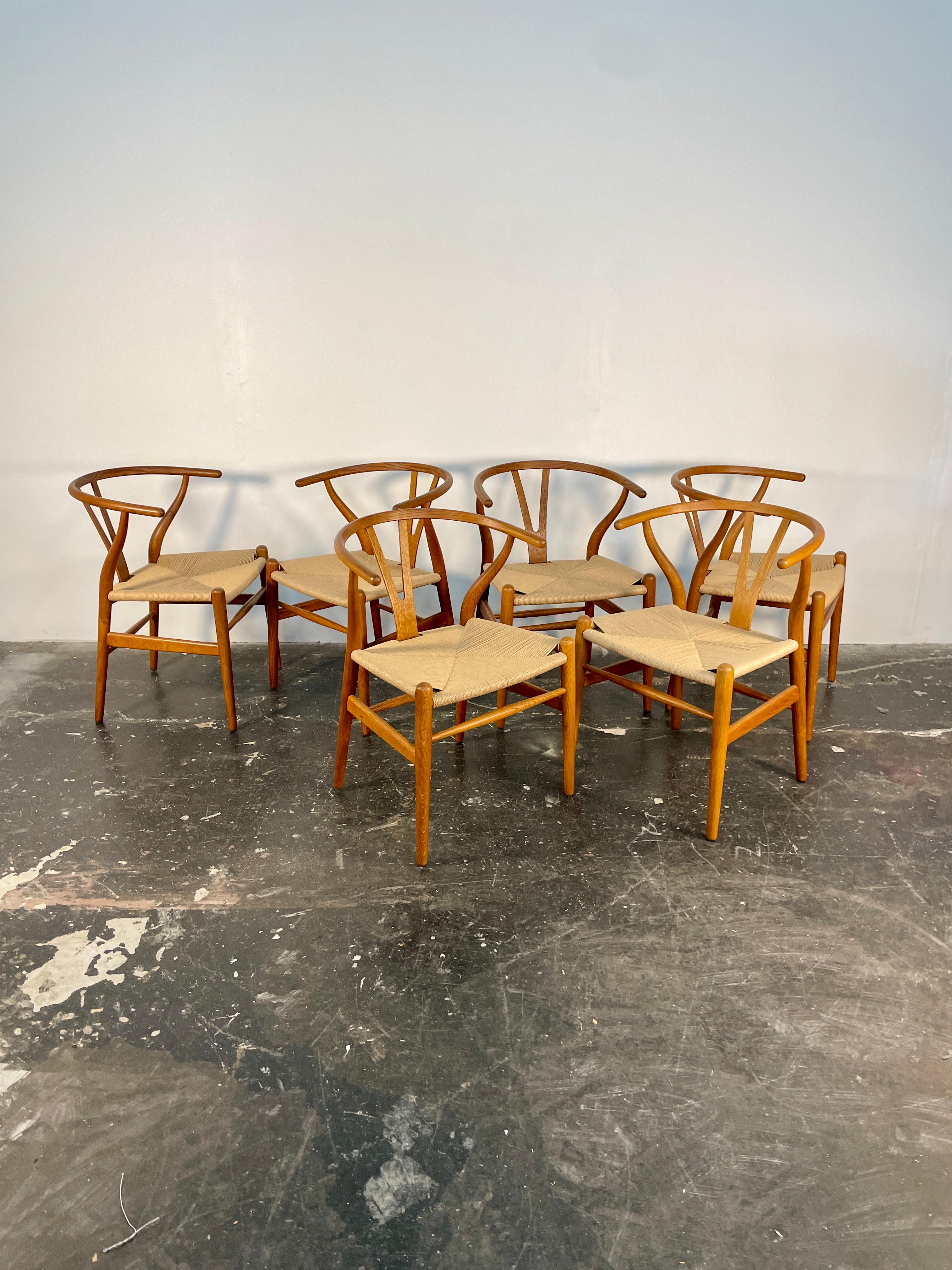 Set di 6 sedie Wishbone di Hans Wegner in Oak, circa anni '50 in vendita 4