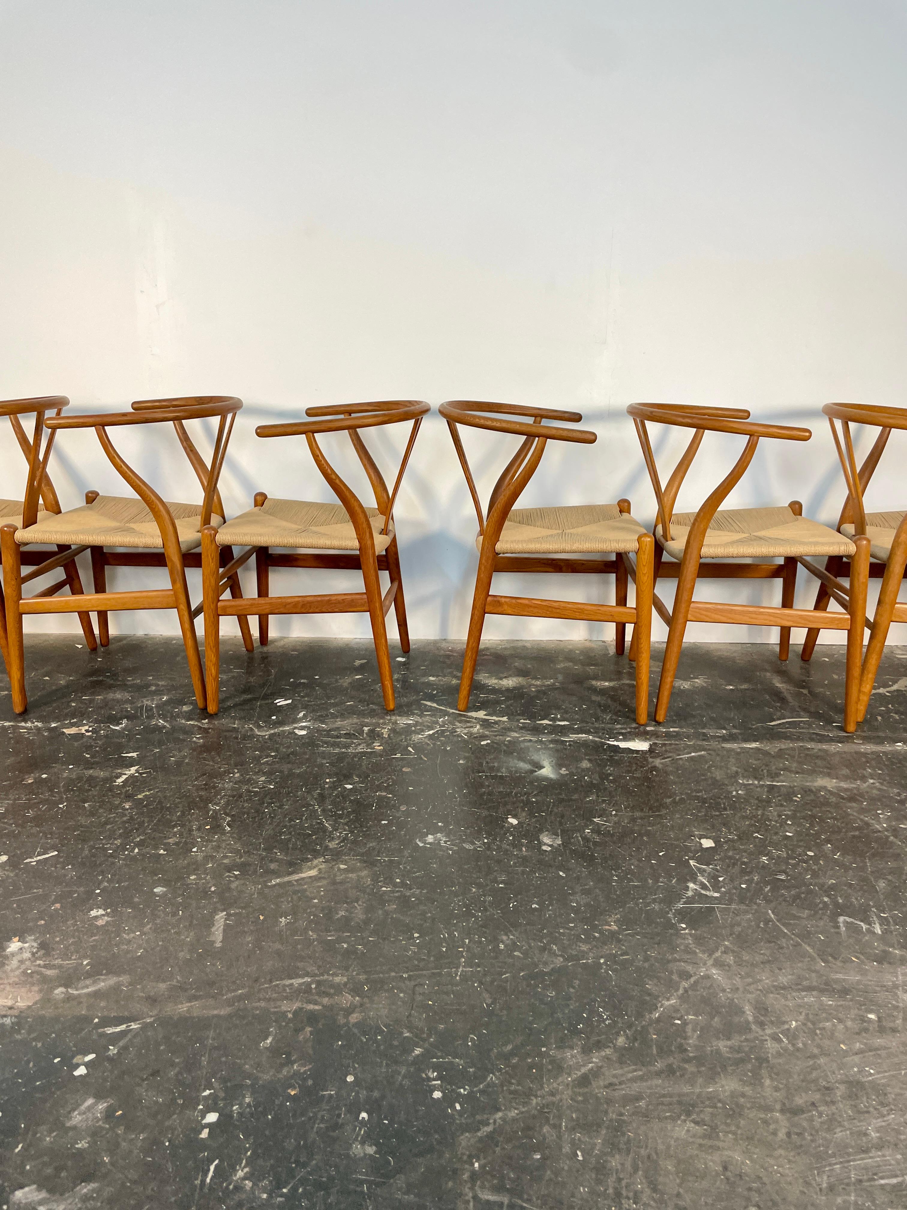 Set di 6 sedie Wishbone di Hans Wegner in Oak, circa anni '50 in vendita 5