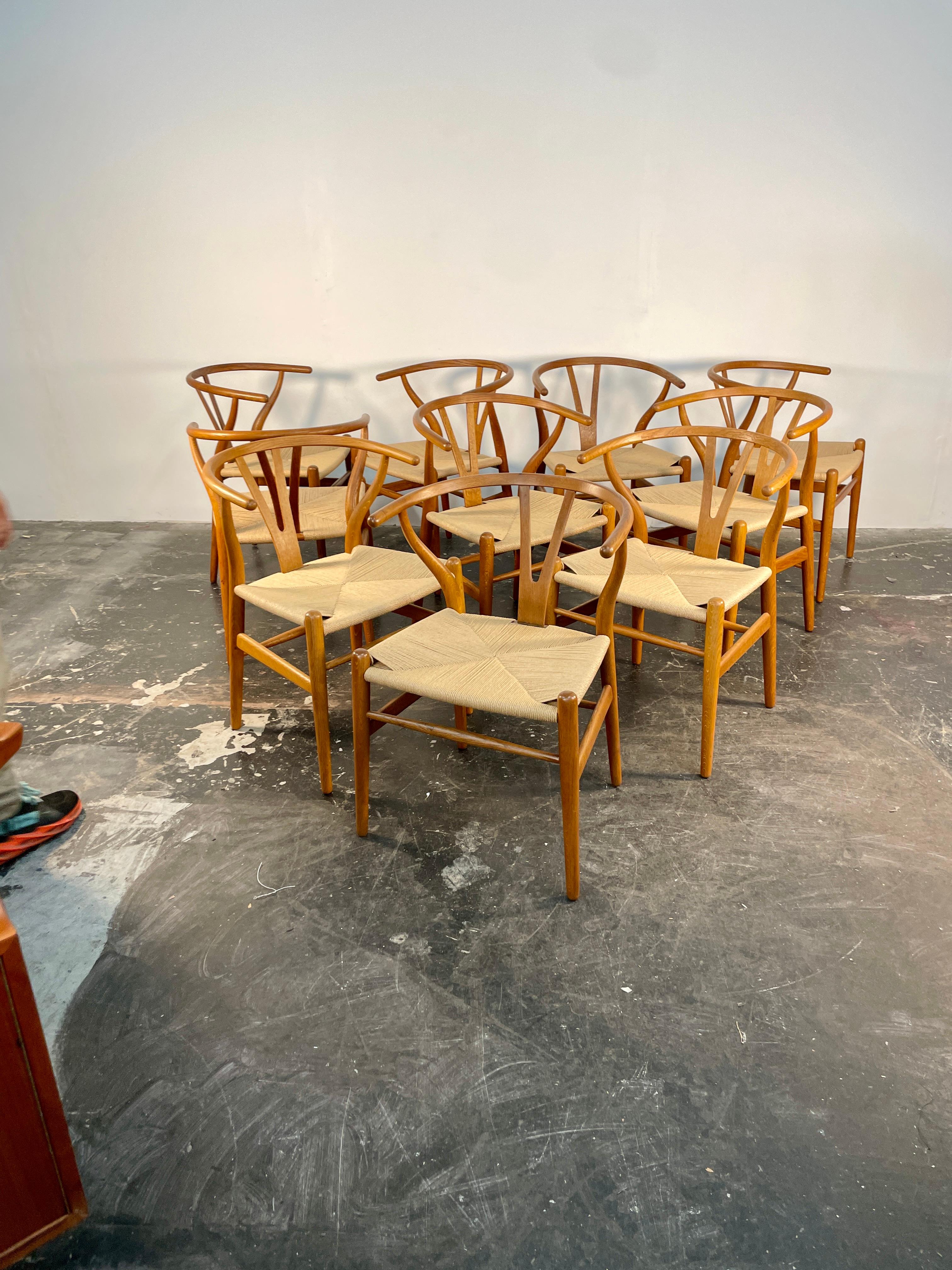 Set di 6 sedie Wishbone di Hans Wegner in Oak, circa anni '50 In condizioni buone in vendita a San Diego, CA
