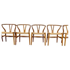 Set of 6 Hans Wegner Wishbone Chairs in Oak circa 1950's