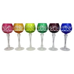Set of 6 Harlequin Bohemian Cut to Clear Crystal Wine Goblets