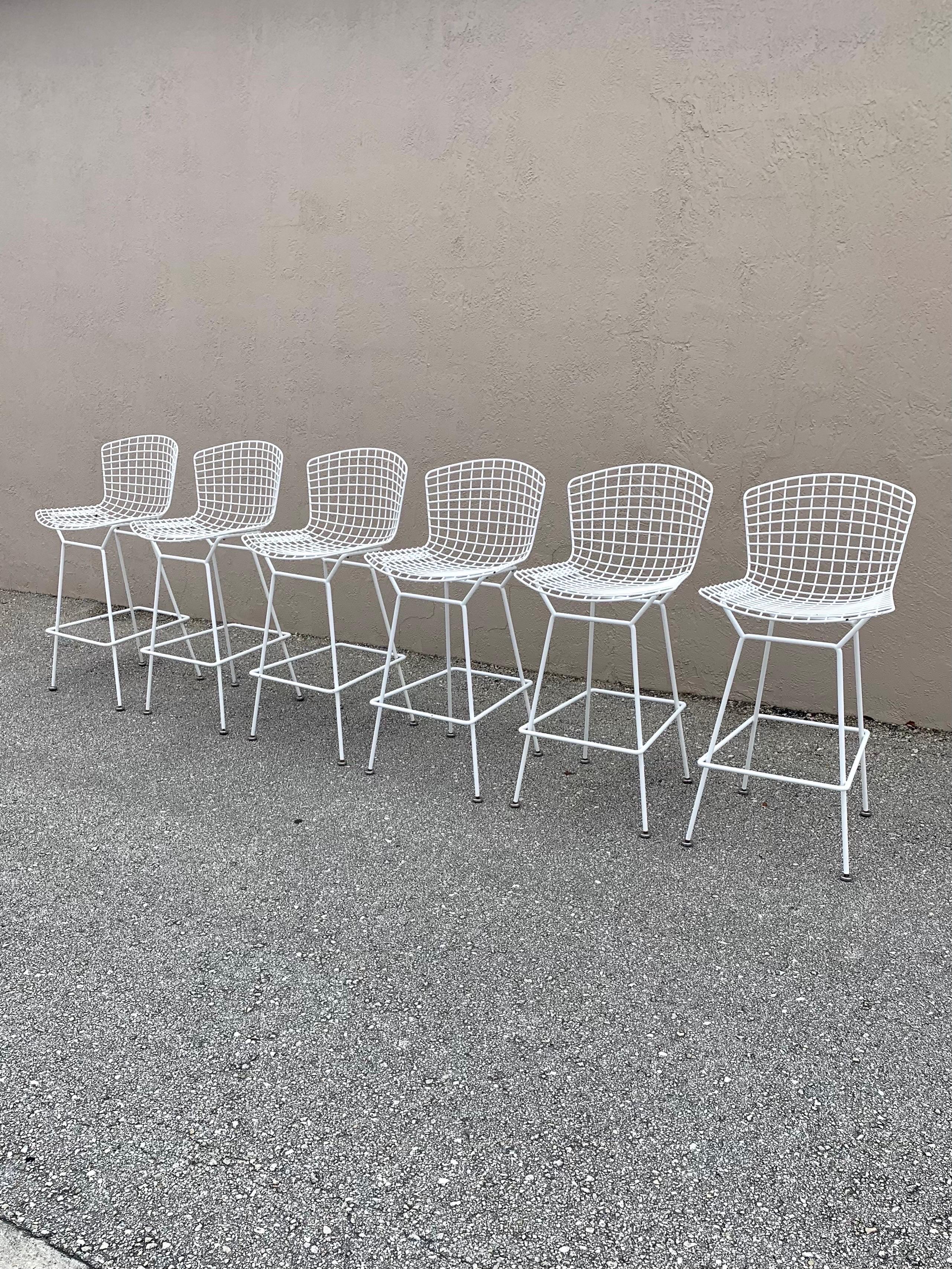 Set of 6 Harry Bertoia Bar Stools for Knoll For Sale 4