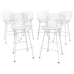 Set of 6 Harry Bertoia Bar Stools for Knoll