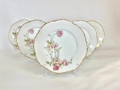 Set of 6 Haviland Limoges "Baltimore Rose" Dinner Plates