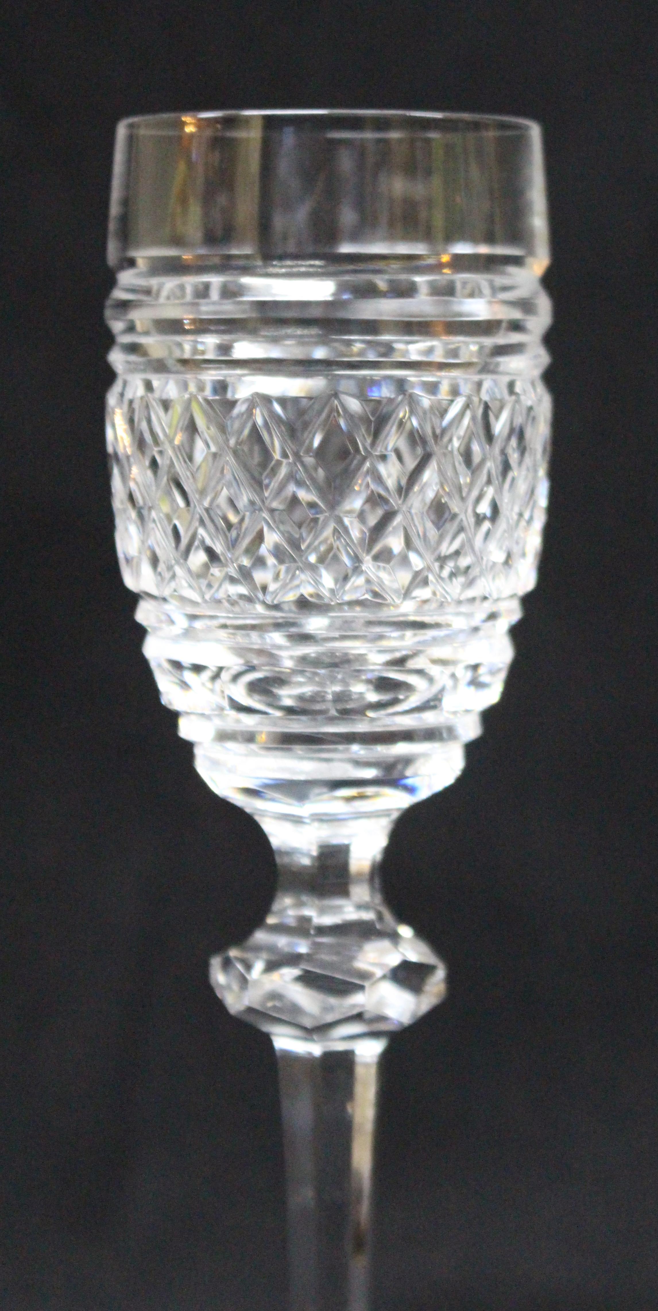 Irish Set of 6 Heavily Cut Waterford Knopped Stem Port Glasses For Sale