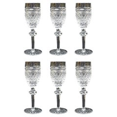 Vintage Set of 6 Heavily Cut Waterford Knopped Stem Port Glasses