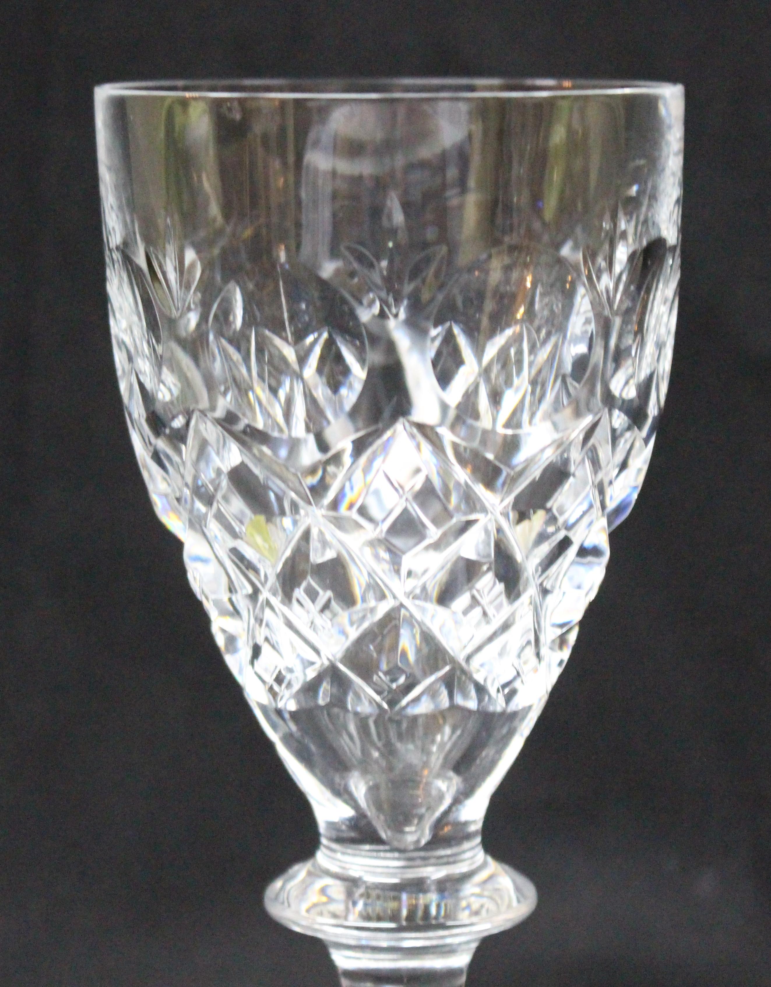 Set of 6 Heavy Cut Glass English Wine Glasses In Good Condition For Sale In Worcester, GB