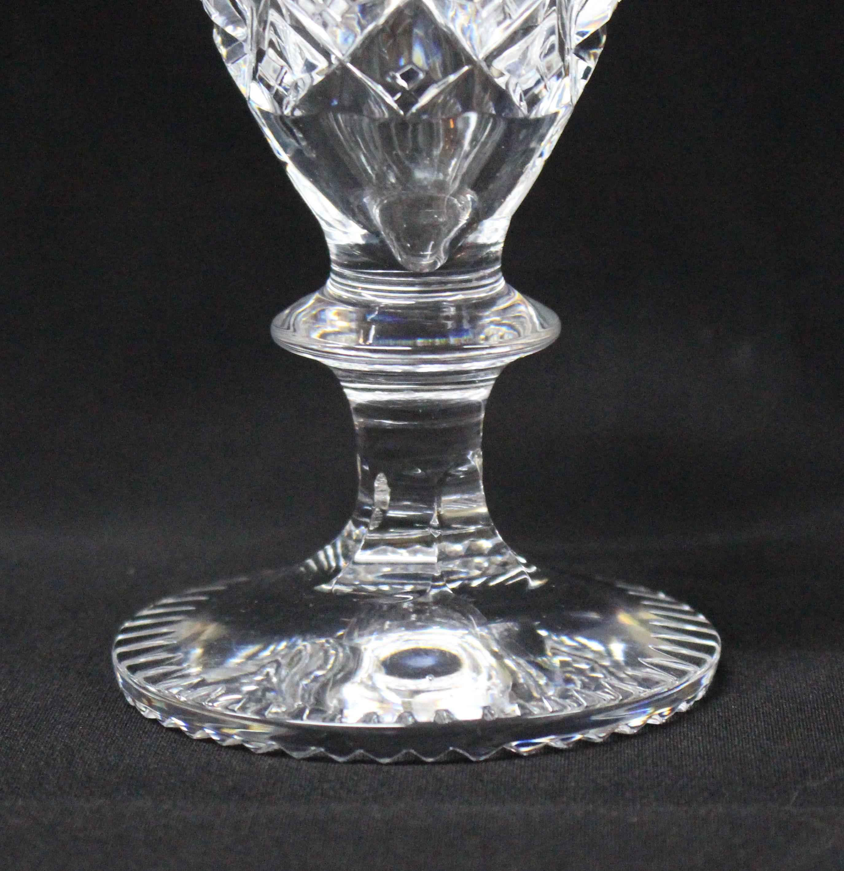 20th Century Set of 6 Heavy Cut Glass English Wine Glasses For Sale