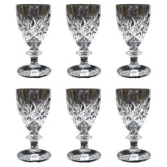 Set of 6 Heavy Cut Glass English Wine Glasses