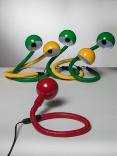 Set of 4 "Hebi" Adjustable Table Lamps by Isao Hosoe for Valenti, Italy, 1960s