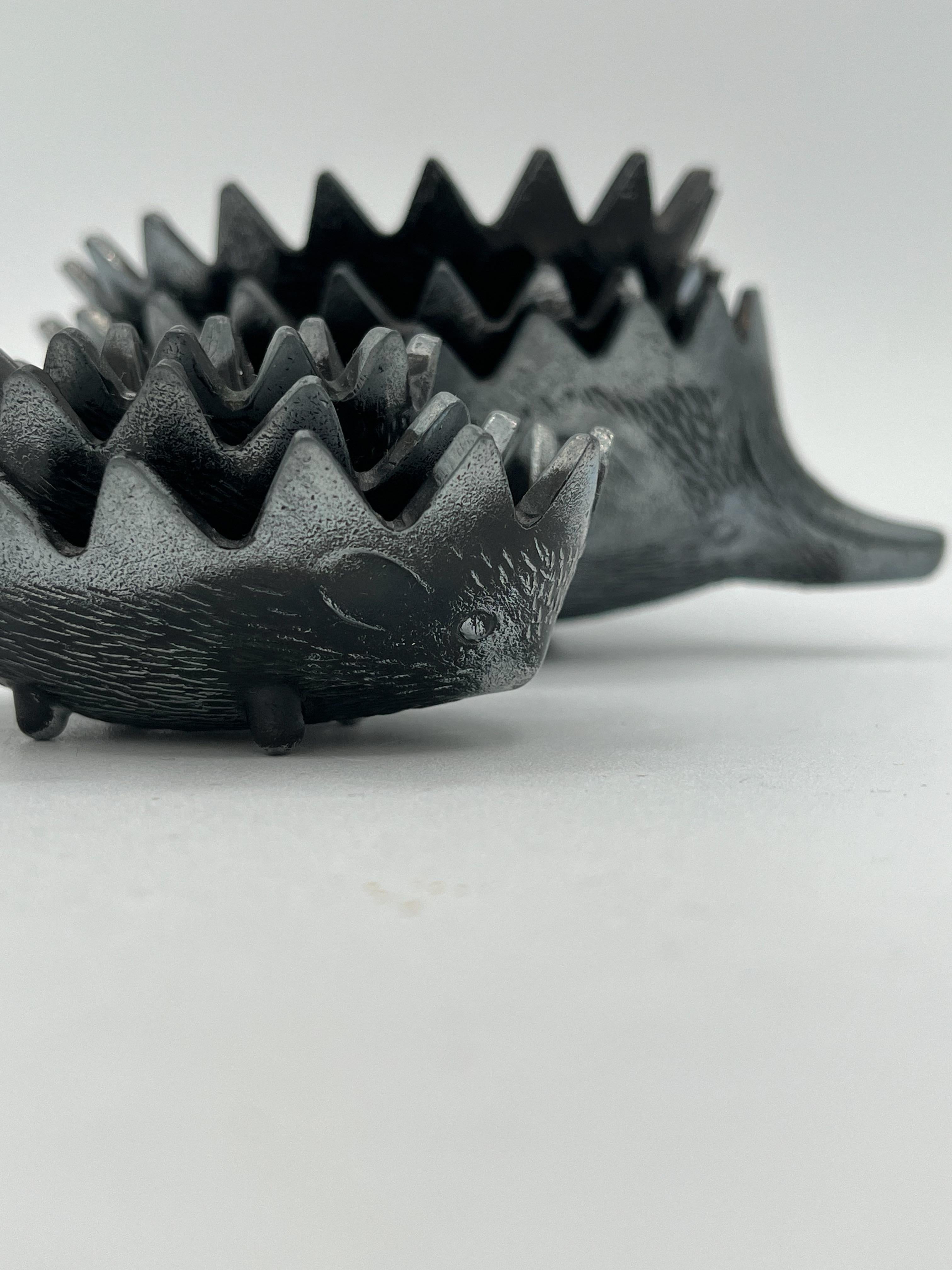 Set of 6 Hedgehog Sculptures Ashtray in the Manner of Walter Bosse Stackable In Good Condition In Toronto, CA