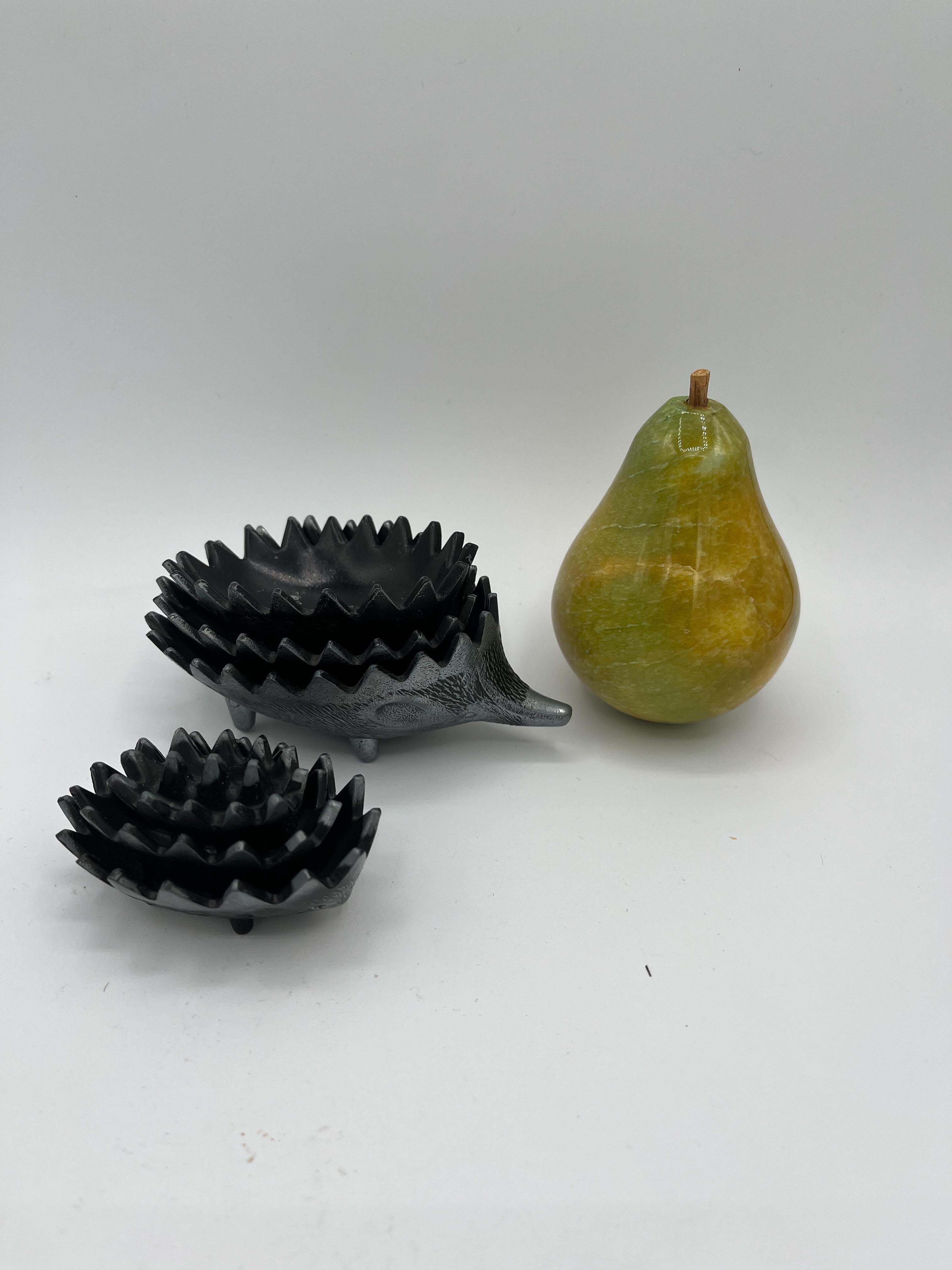 20th Century Set of 6 Hedgehog Sculptures Ashtray in the Manner of Walter Bosse Stackable