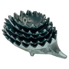 Set of 6 Hedgehog Sculptures Ashtray in the Manner of Walter Bosse Stackable