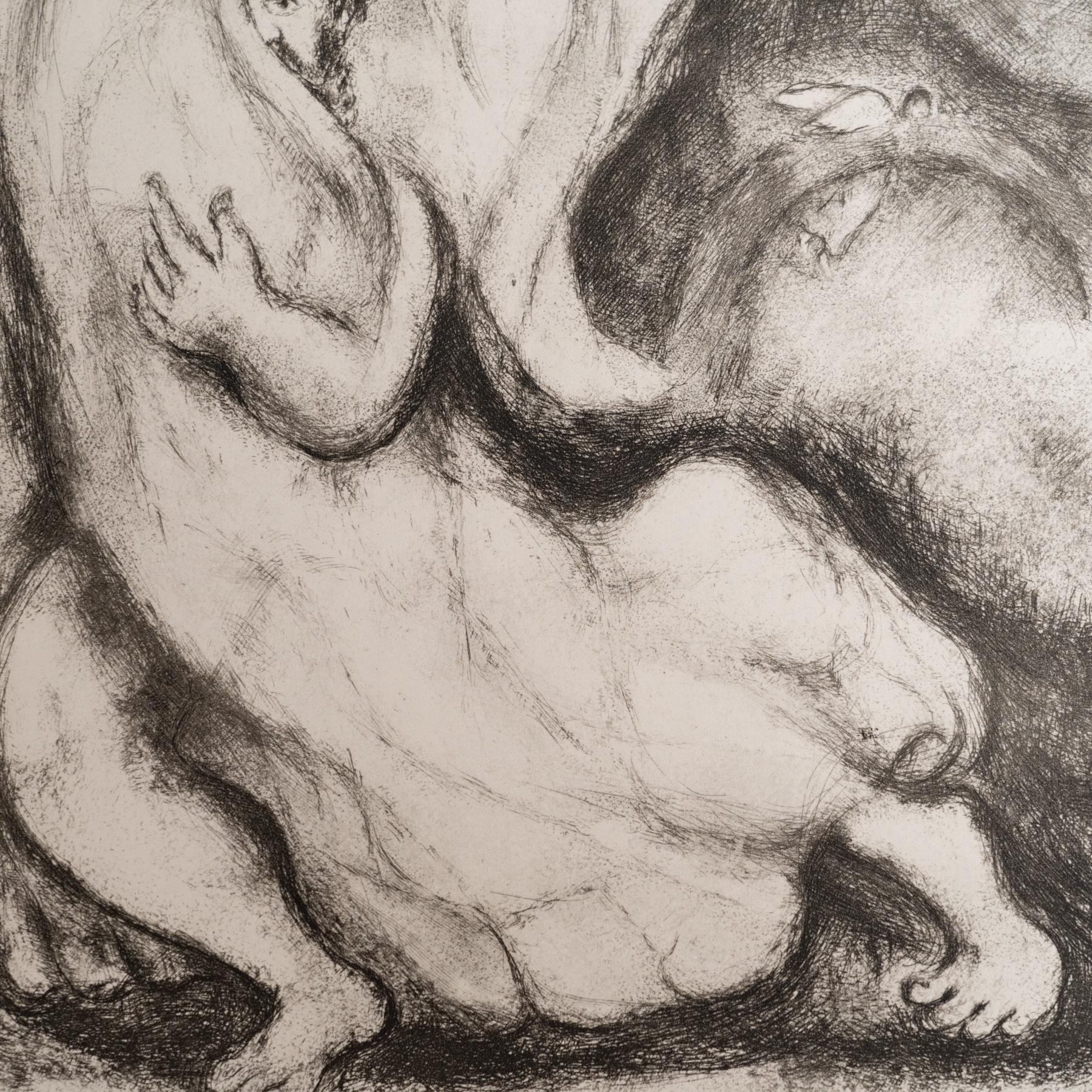 Conjunto de 6 grabados en heliograbado de Marc Chagall de su icónica serie bíblica Papel en venta