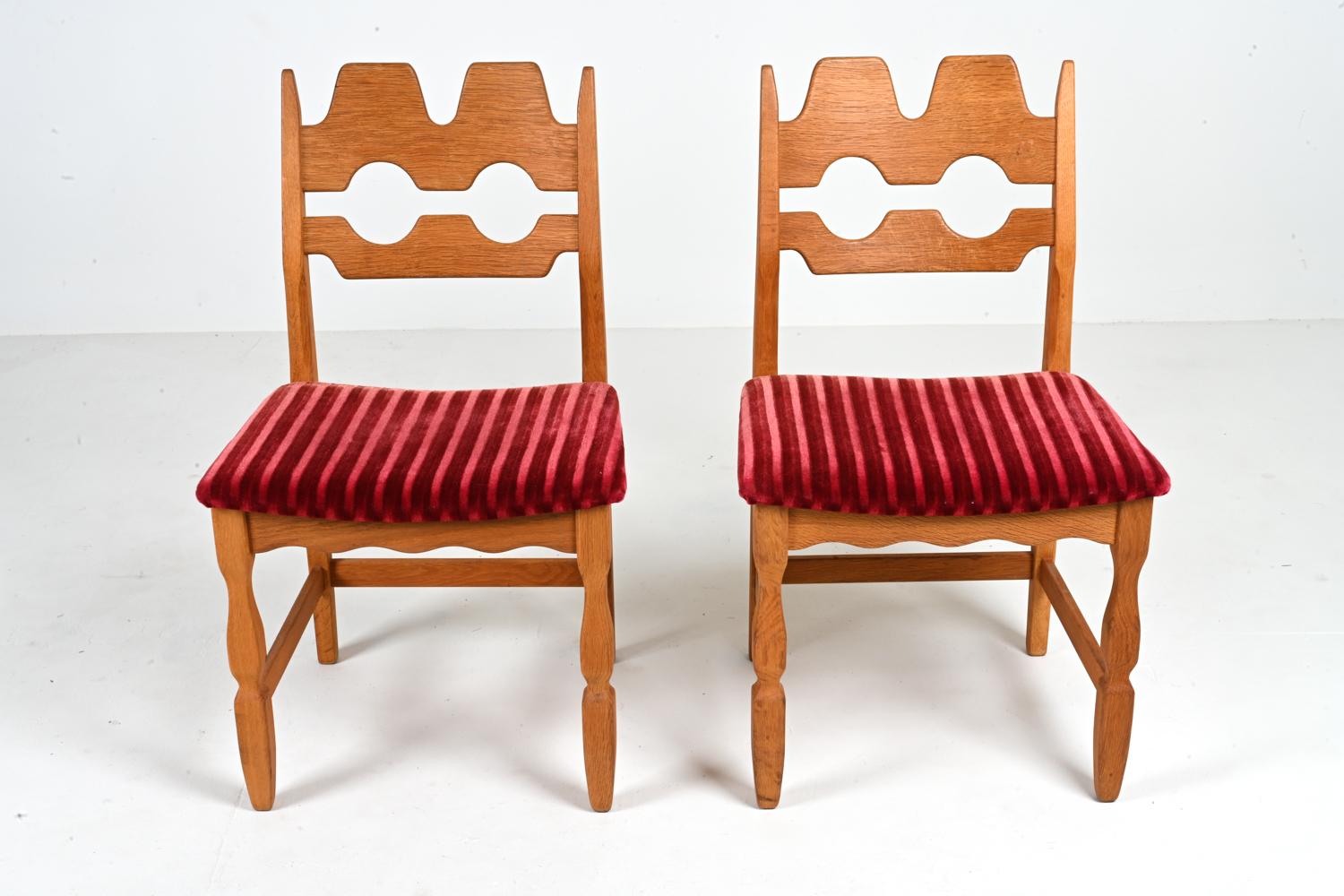 Oak Set of '6' Henning Kjærnulf Razorblade Dining Chairs, c. 1960's