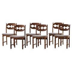 Lot de 6 chaises de salle à manger « Razorblade » de Henning Kjærnulf en Oak et mohair, années 1960