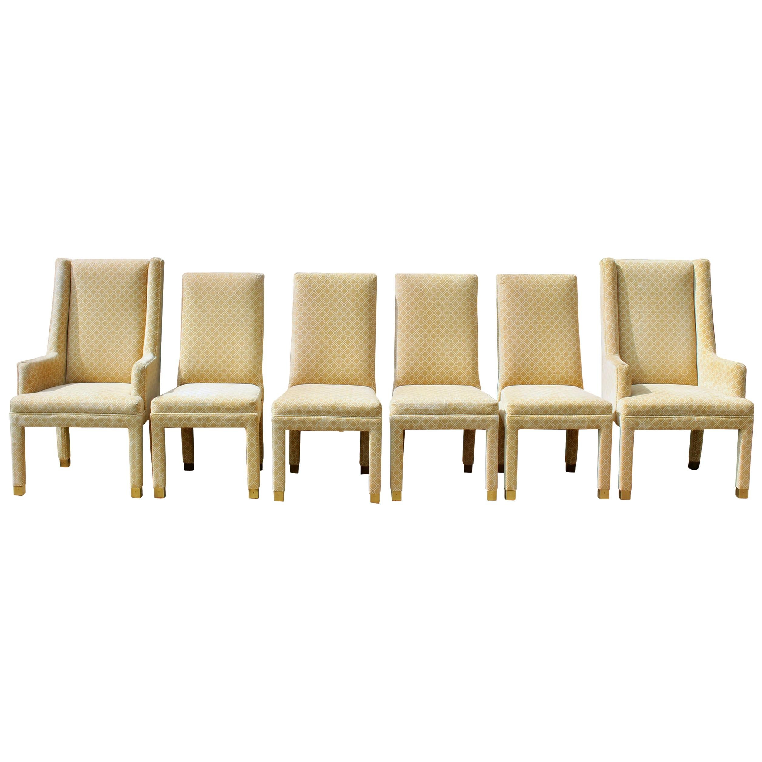 Set of 6 Henredon Parsons Style Upholstered Dining Chairs For Sale