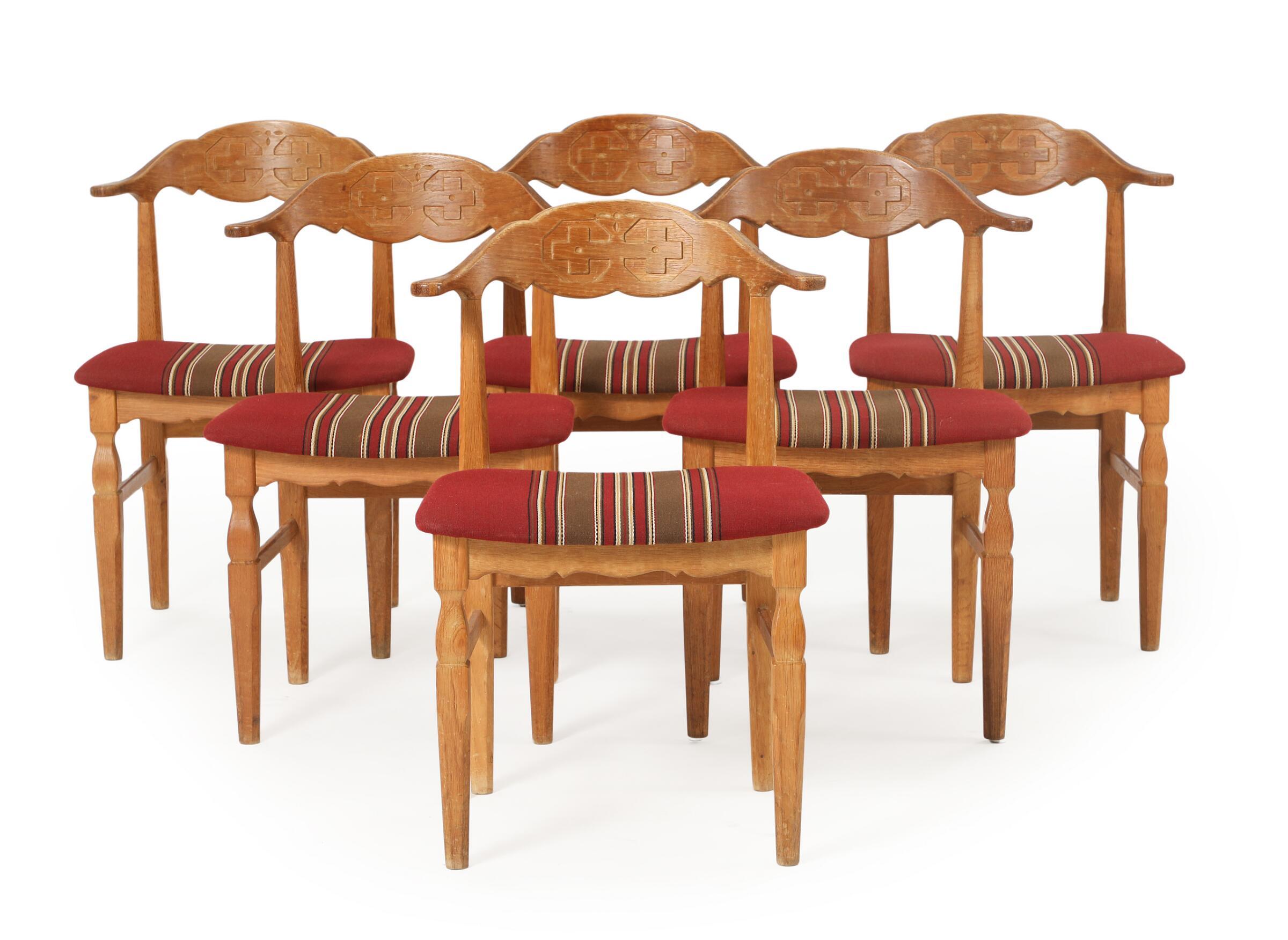 Mid-Century Modern Set of 6 Henry Kjaernulf Dining Chairs For Sale