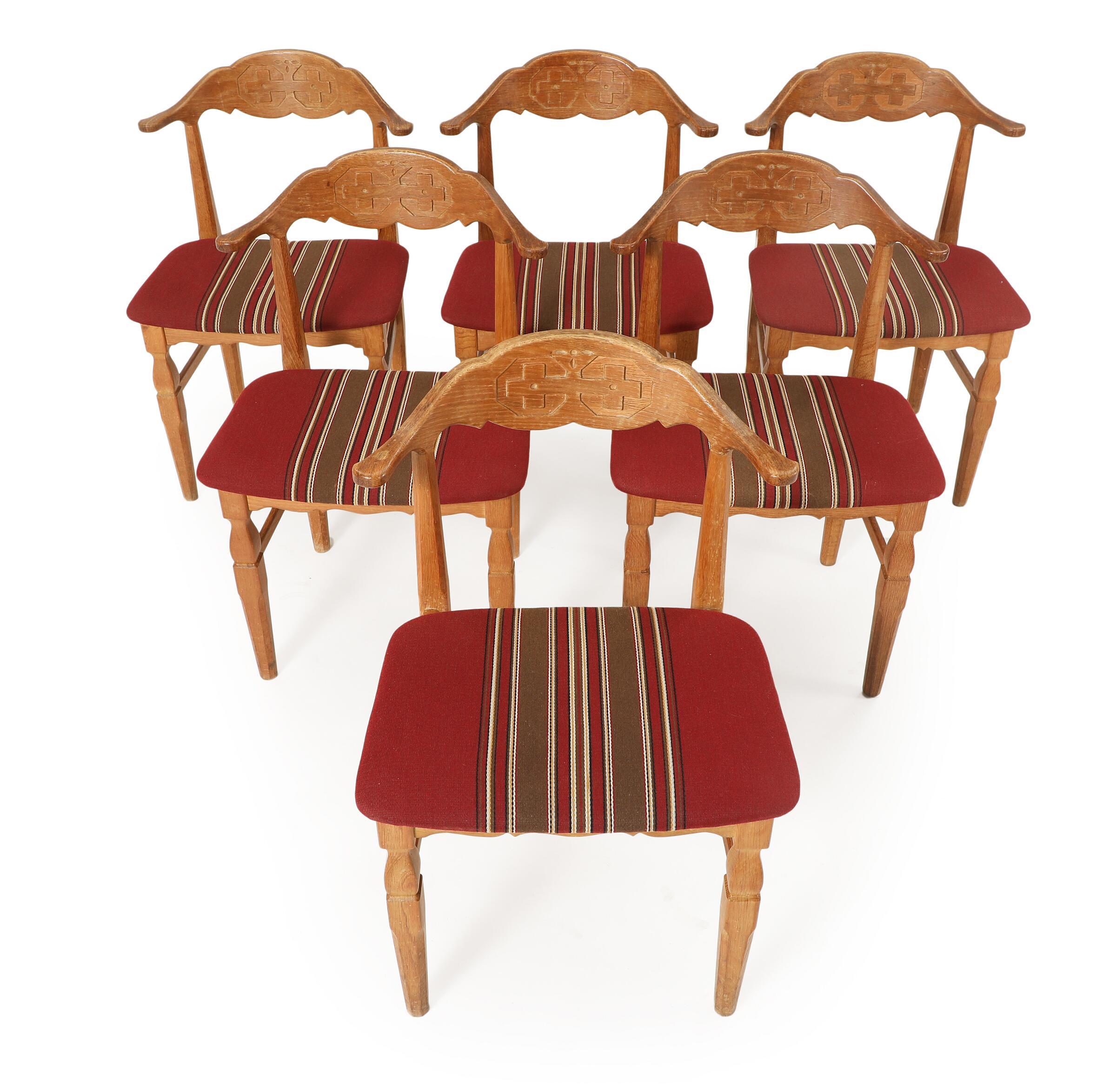 Danish Set of 6 Henry Kjaernulf Dining Chairs For Sale