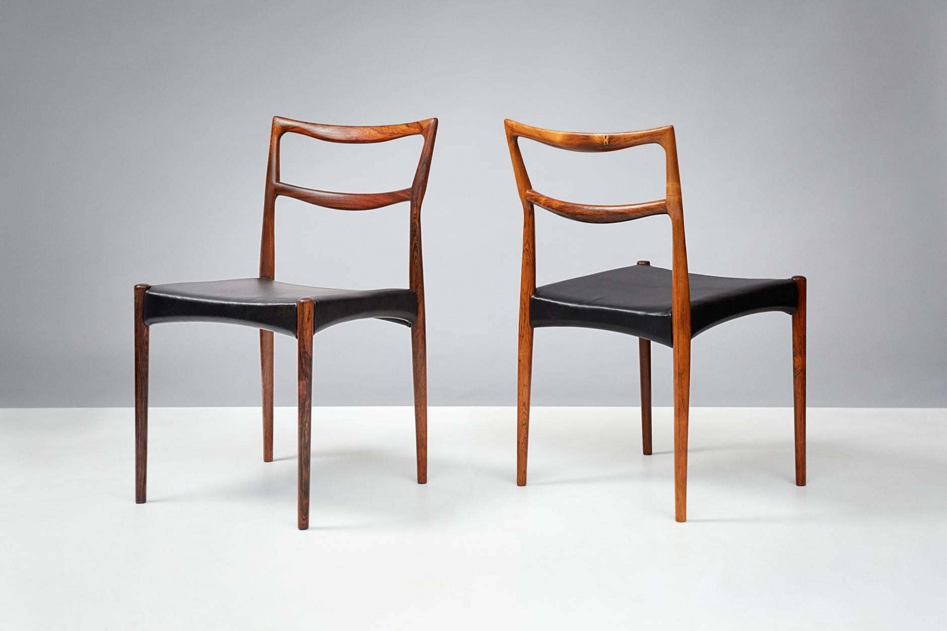 Scandinavian Modern Set of 6 Henry W. Klein Rosewood Dining Chairs, circa 1960