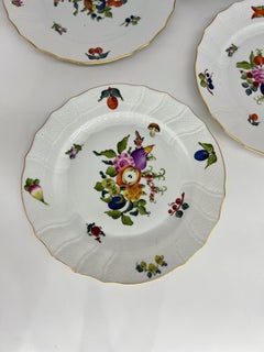 Set of 6 Herend Market Garden Floral and Fruit Porcelain Dinner Plates