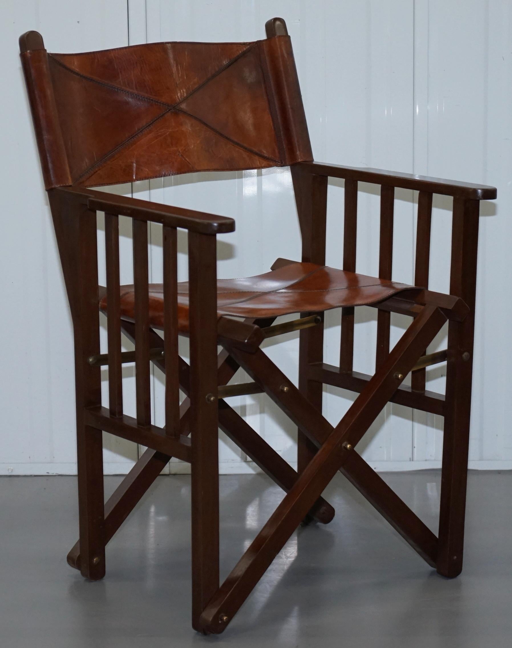 We are delighted to offer for sale this stunning set of six Directors armchairs with aged brown leather that fold away

A very good looking and well made set, they all fold away as mentioned, ideally used as occasional or dining chairs, they are