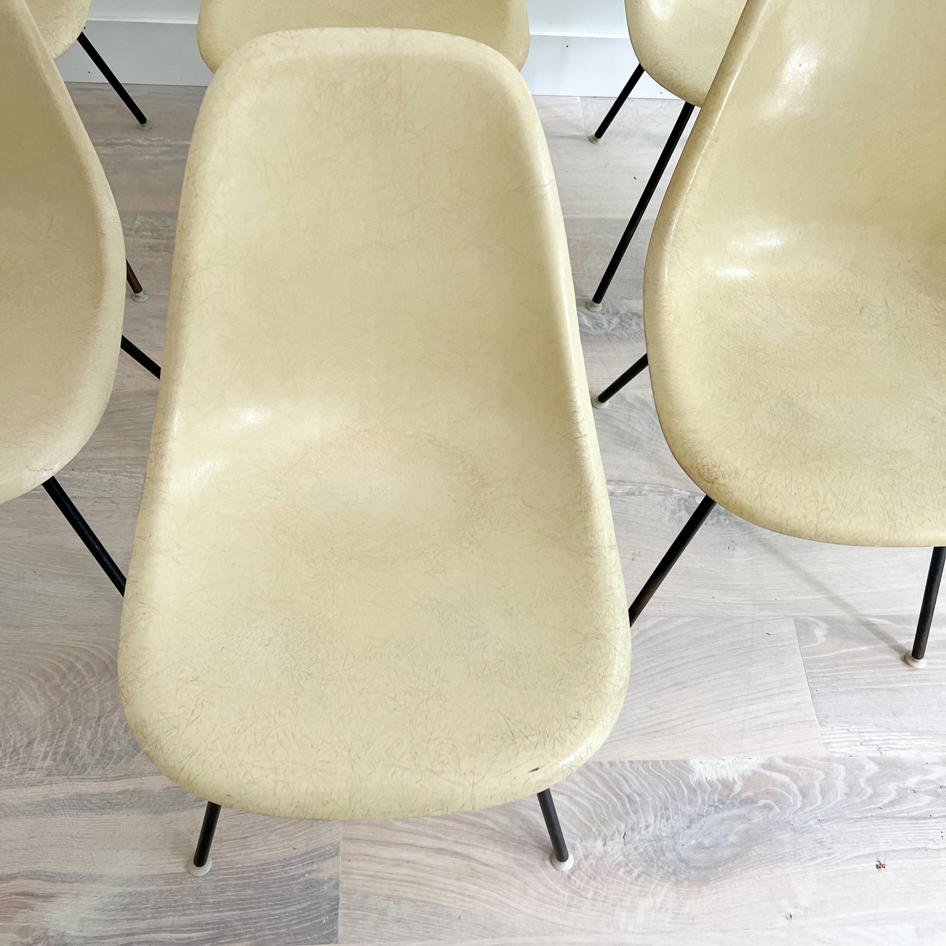 Set of 6 Herman Miller DSX Eames Chairs - Yellow Grey 2