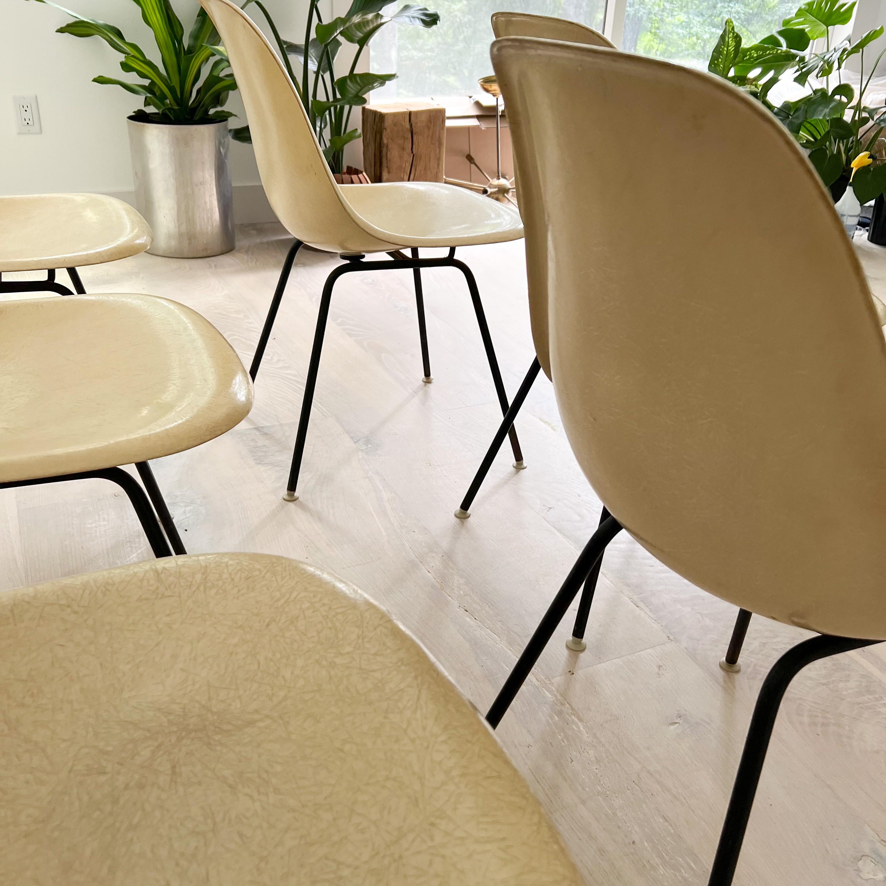 Set of 6 Herman Miller DSX Eames Chairs - Yellow Grey 3