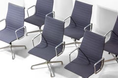 Set of 6 Herman Miller EA109 office chairs in blue grey fabric, 1980s