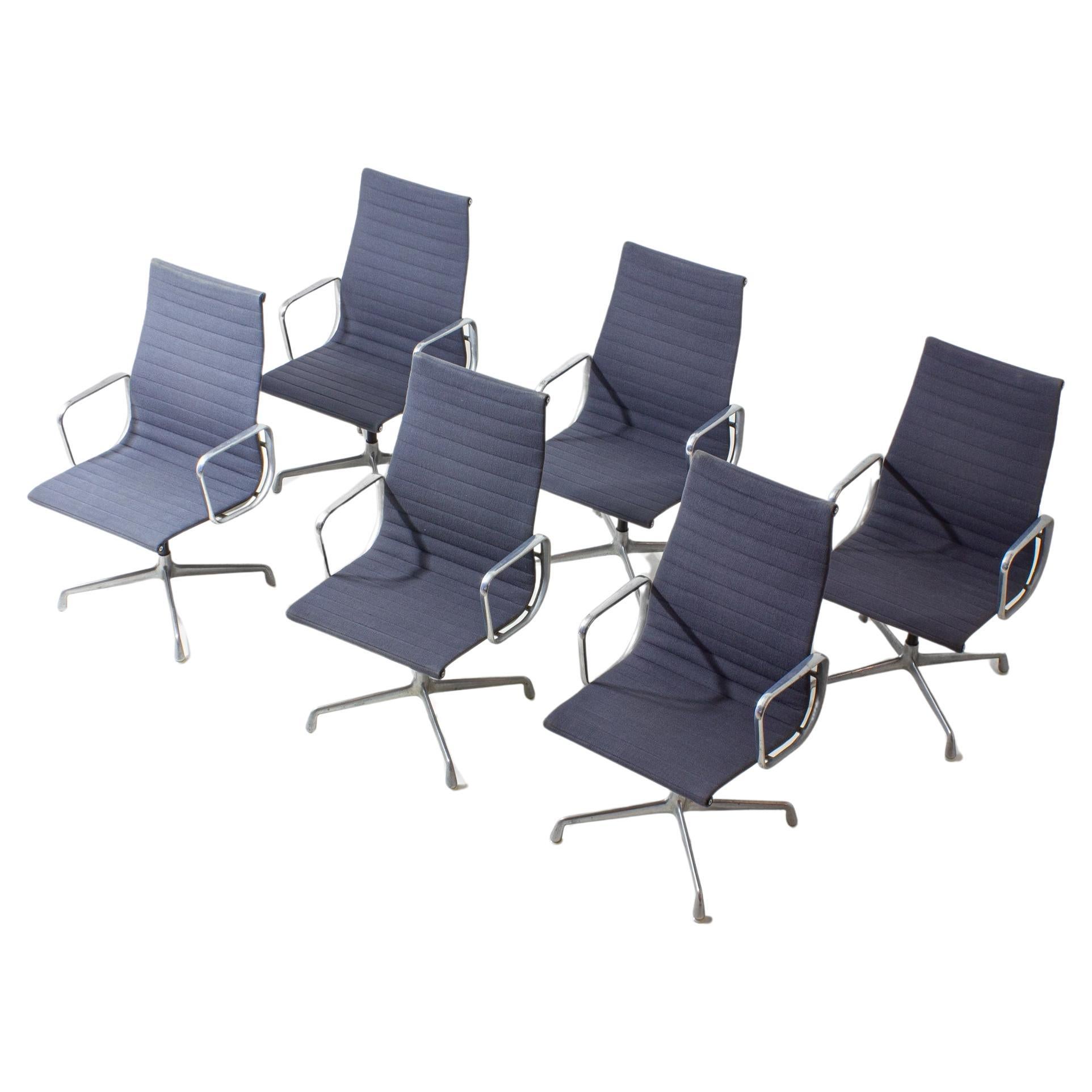 Set of 6 Herman Miller EA109 office chairs in blue grey fabric, 1980s im Angebot