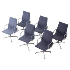 Set of 6 Herman Miller EA109 office chairs in blue grey fabric, 1980s