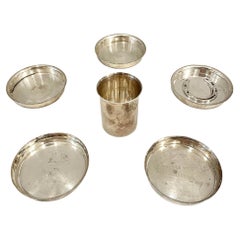 Set of 6 Hermes Silver Plated Jewelry Trays and Cup, 1950s France