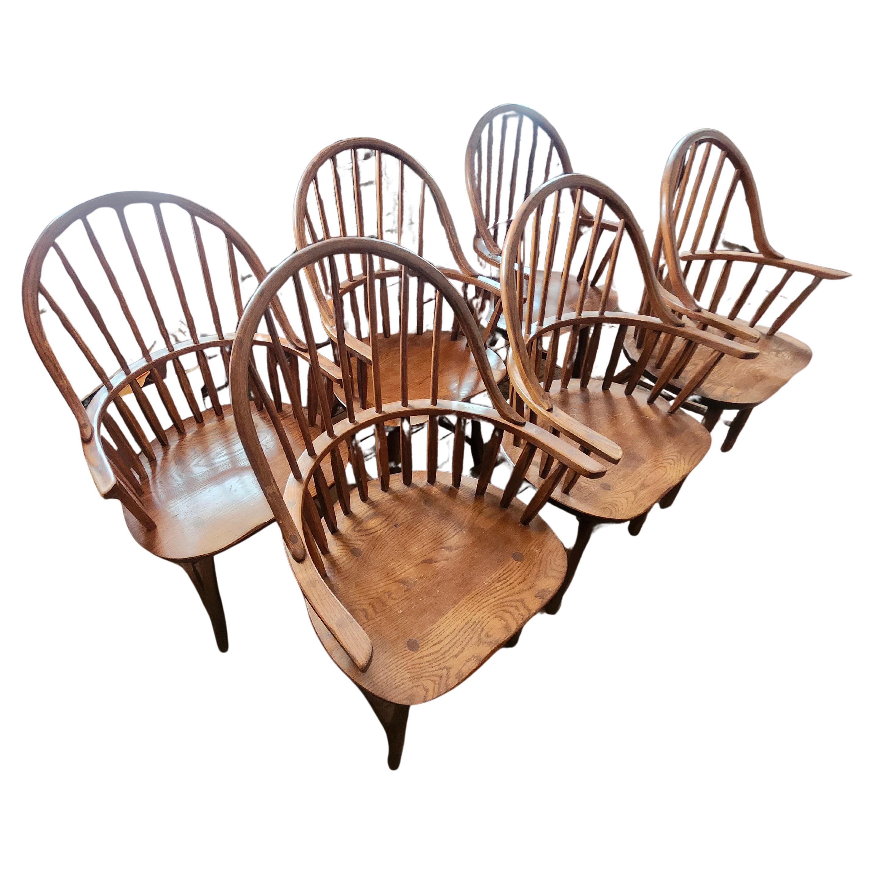 Set of 6 Hickory Dining Armchairs by Hunt Country Furniture Adirondack