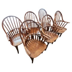 Set of 6 Hickory Dining Armchairs by Hunt Country Furniture Adirondack